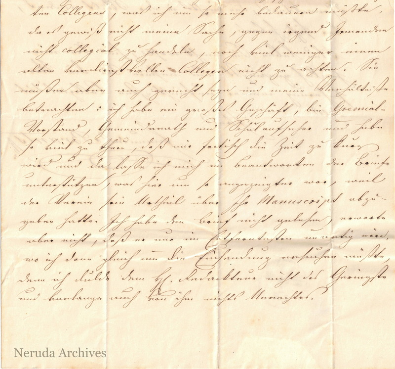 NRA-L-000028 image 3 showing the lower section of page 1 of Carl Brants's German letter concerning professional correspondence and a manuscript.