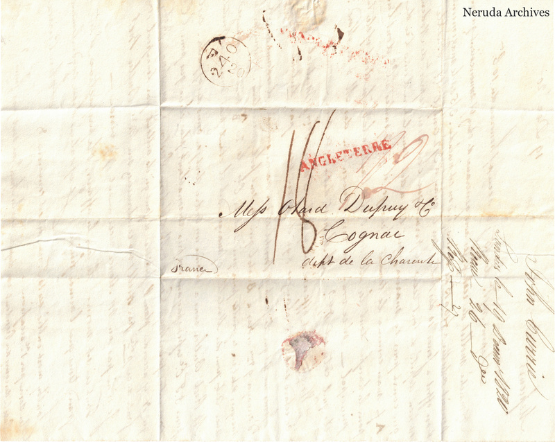 NRA-L-000440 image 1 showing the folded manuscript address panel on cream paper, with the written delivery address, postal markings and closure evidence.