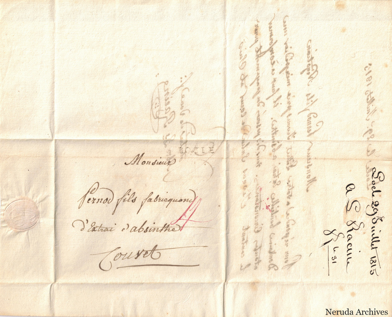 NRA-L-000096 image 1 showing address panel, postal evidence, and associated manuscript notes.