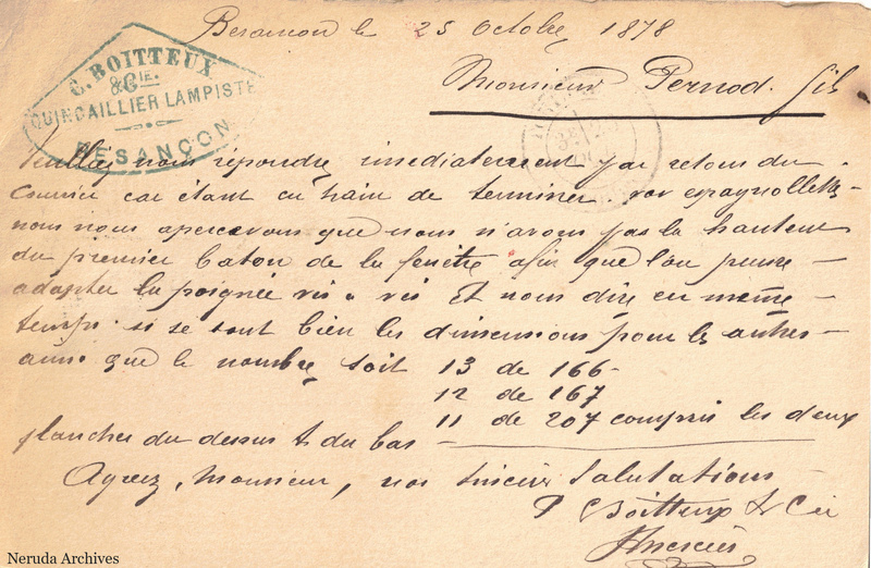 NRA-L-000321 image 2 showing the complete handwritten or printed postcard message, with contemporary annotations and the sender's signature or business mark.