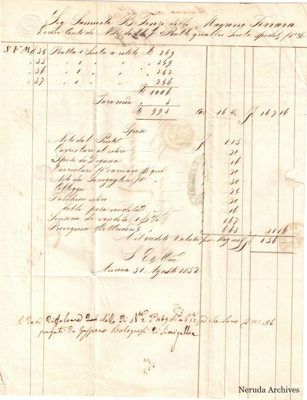 NRA-L-000693 image 3 showing the enclosed leather-sale account of Salomone Calef & C.'s letter dated 31 August 1852.