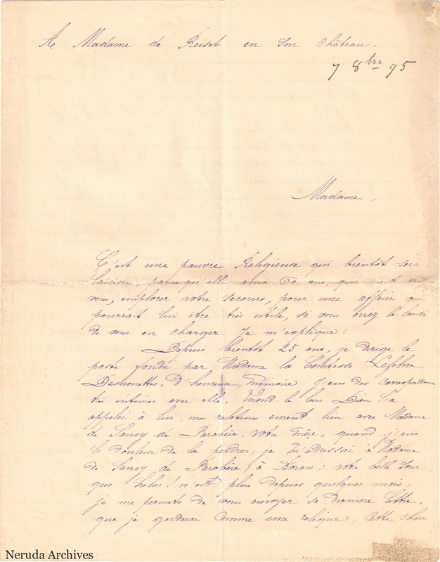NRA-L-000077 image 1 showing the opening page of a French manuscript letter.
