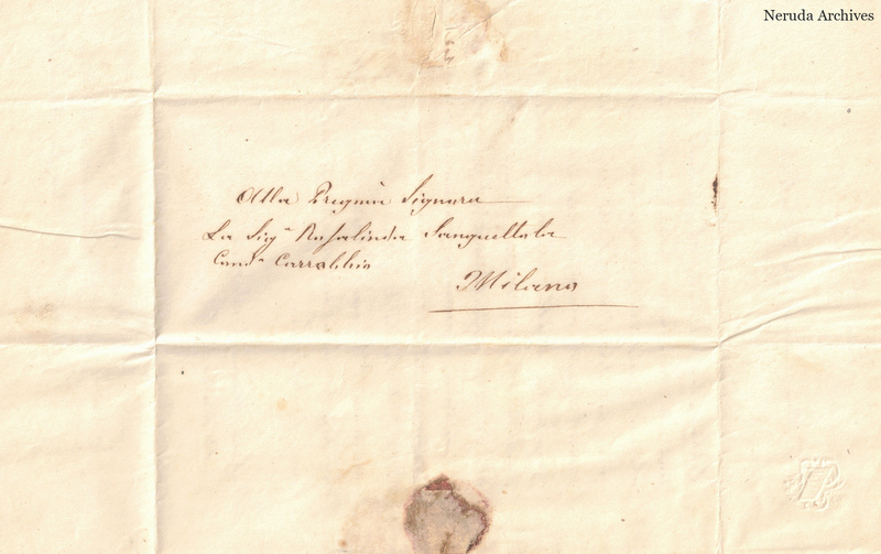 NRA-L-000652 image 1 showing handwritten delivery details, postal evidence, folds, sealing traces and surviving paper edges.