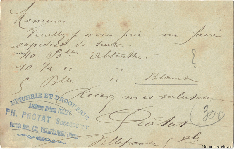 NRA-L-000316 image 2 showing the complete handwritten or printed postcard message, with contemporary annotations and the sender's signature or business mark.