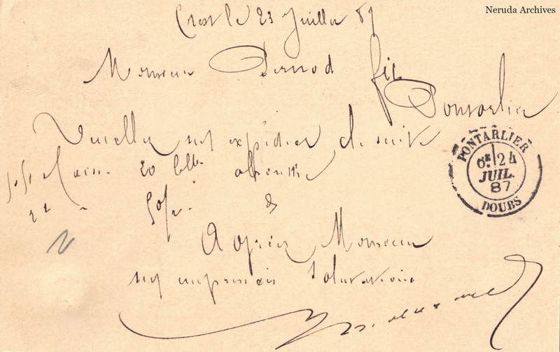 NRA-L-000349 image 2 showing the handwritten message from M. Molard, Molard Fils to Pernod Fils, with contemporary annotations and the sender's signature or business mark.