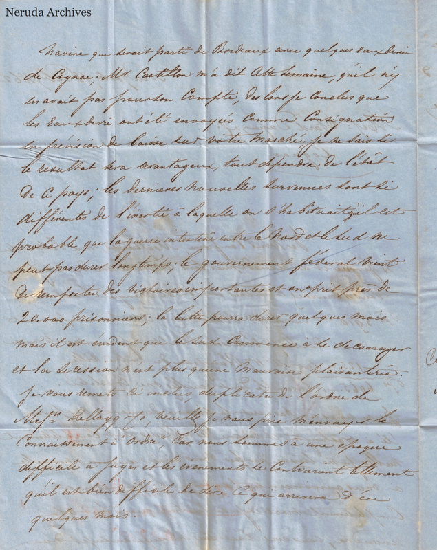 NRA-L-000416 image 3 showing the continuation of a handwritten French letter discussing American trade and wartime conditions.