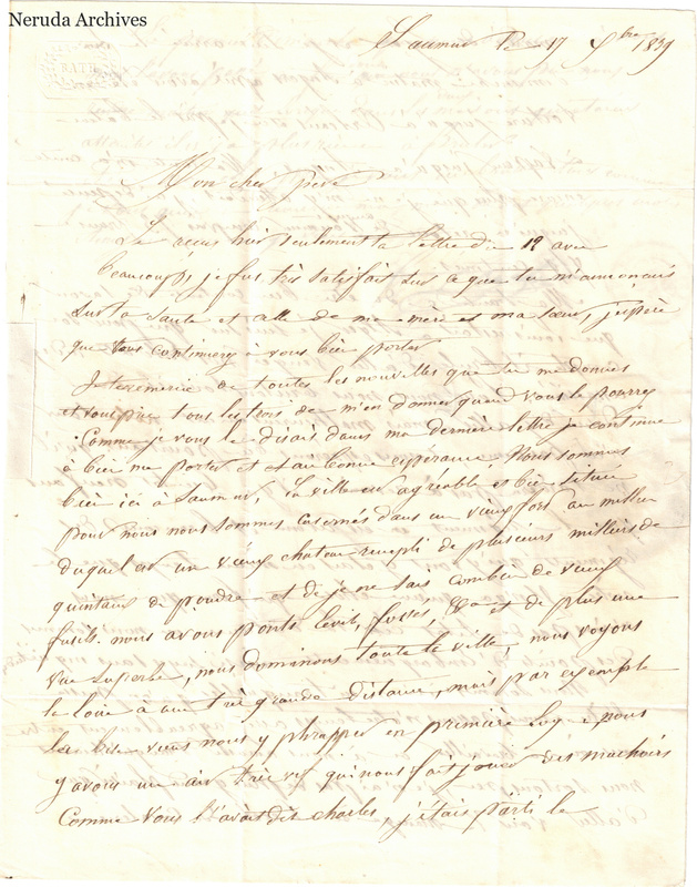 NRA-L-000617 image 2 showing a handwritten French letter page with manuscript dateline and text, visible fold lines and complete physical paper edges.