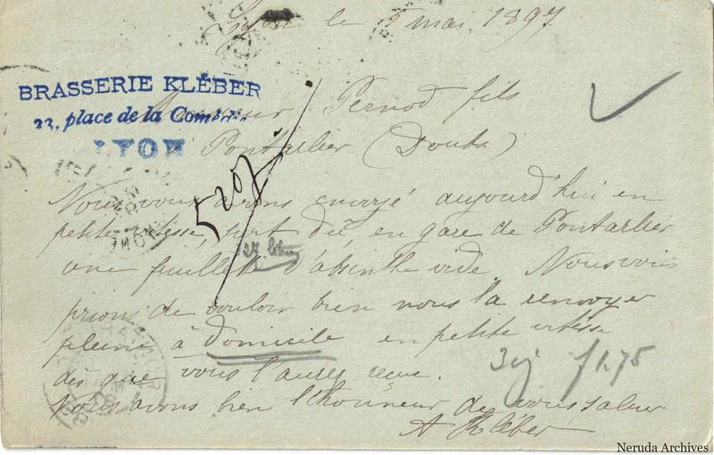 NRA-L-000379 image 2 showing the complete handwritten or printed postcard message, with contemporary annotations and the sender's signature or business mark.