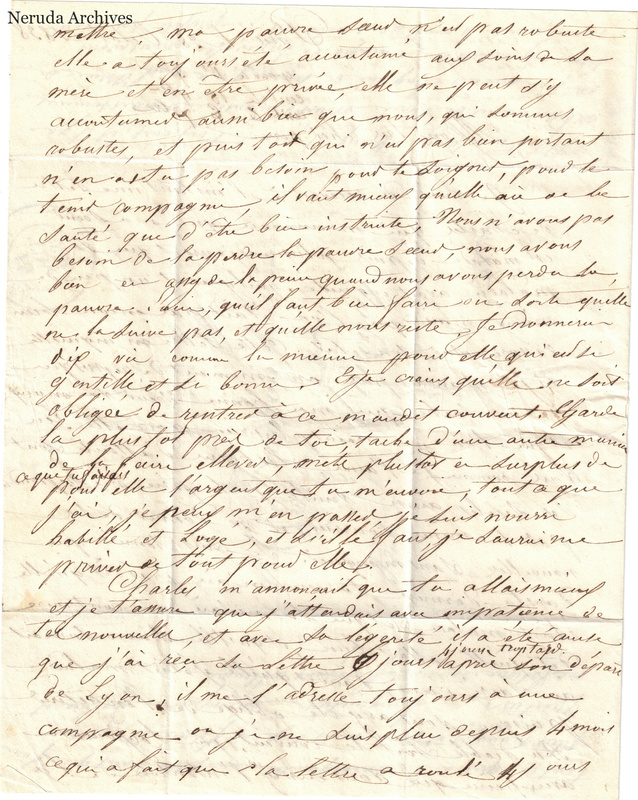 NRA-L-000619 image 3 showing a handwritten French letter page with manuscript dateline and text, visible fold lines and complete physical paper edges.