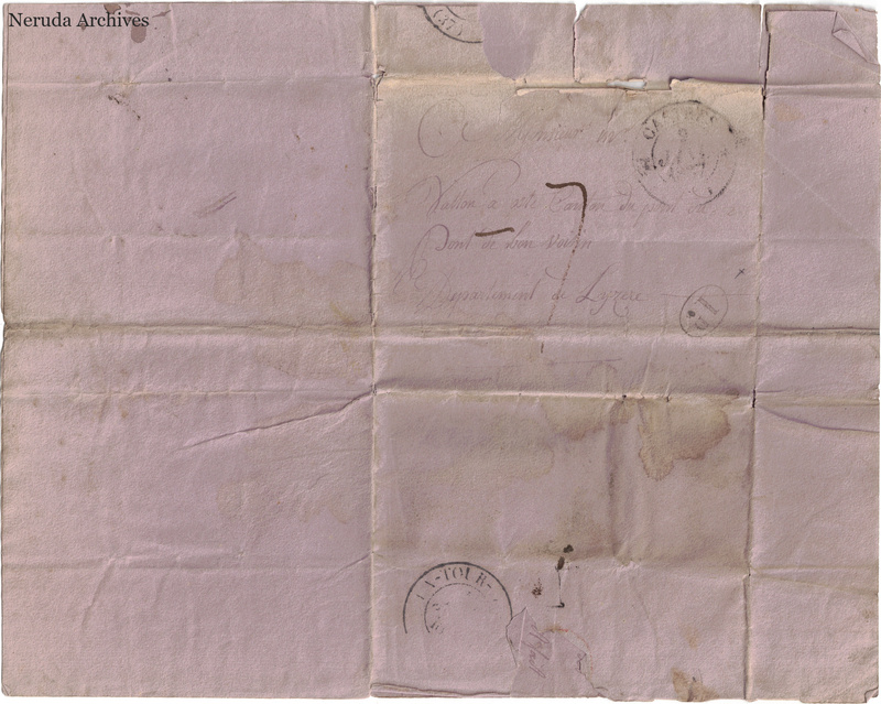 NRA-L-000663 image 1 showing the manuscript address panel, postal marks and related docketing.