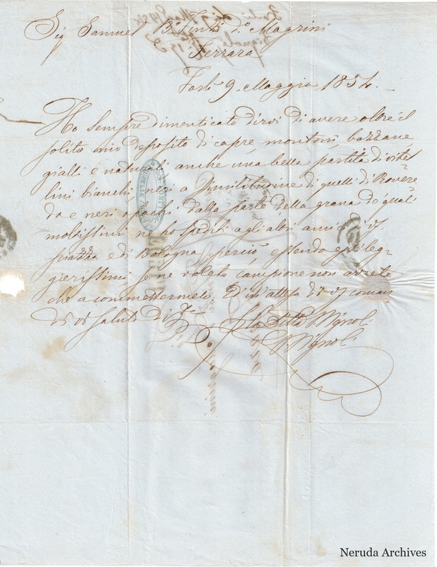 NRA-L-000735 image 2 showing a letter from Ditta Vignoli, dated 1854-05-09 in Forlì, with its original handwritten heading and signature.