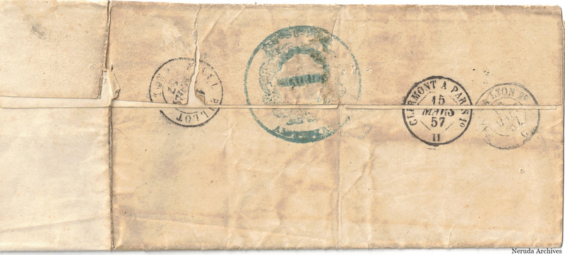 NRA-L-000062 image 3 showing the reverse of the wrapper with several circular postal cancellations.