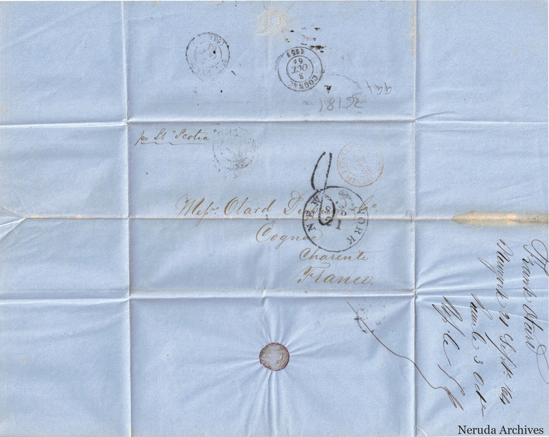NRA-L-000456 image 1 showing the address panel to Otard Dupuy & Co in Cognac with postal evidence.