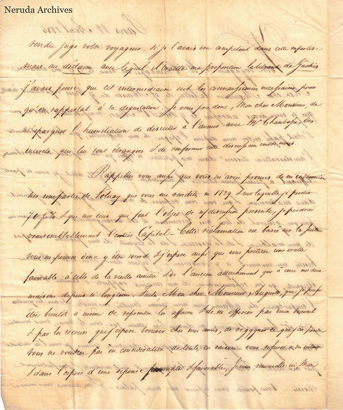 NRA-L-000400 image 3 showing the continuation of a long handwritten French letter across a folded sheet.