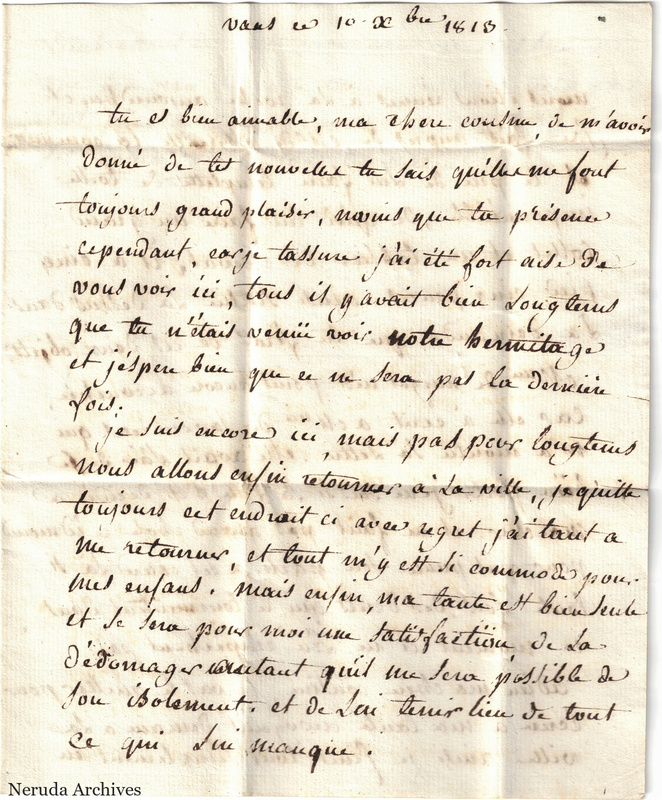 NRA-L-000679 image 2 showing a French personal letter across several folded sides, text side 1.