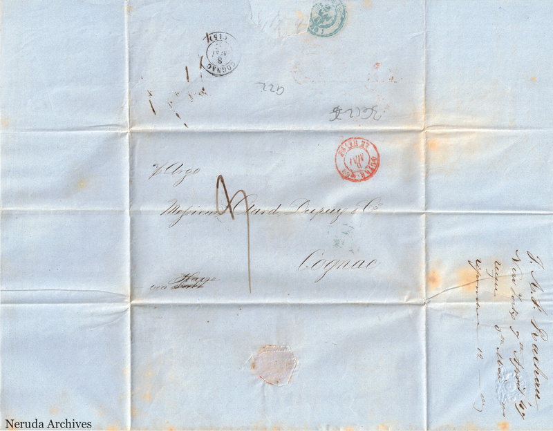 NRA-L-000472 image 1 showing the address panel to Otard Dupuy & Co in Cognac with postal evidence.