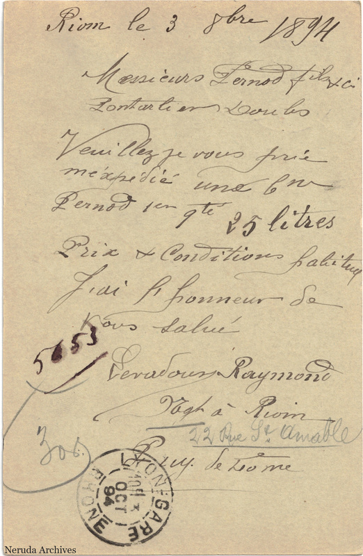 NRA-L-000366 image 2 showing the complete handwritten or printed postcard message, with contemporary annotations and the sender's signature or business mark.