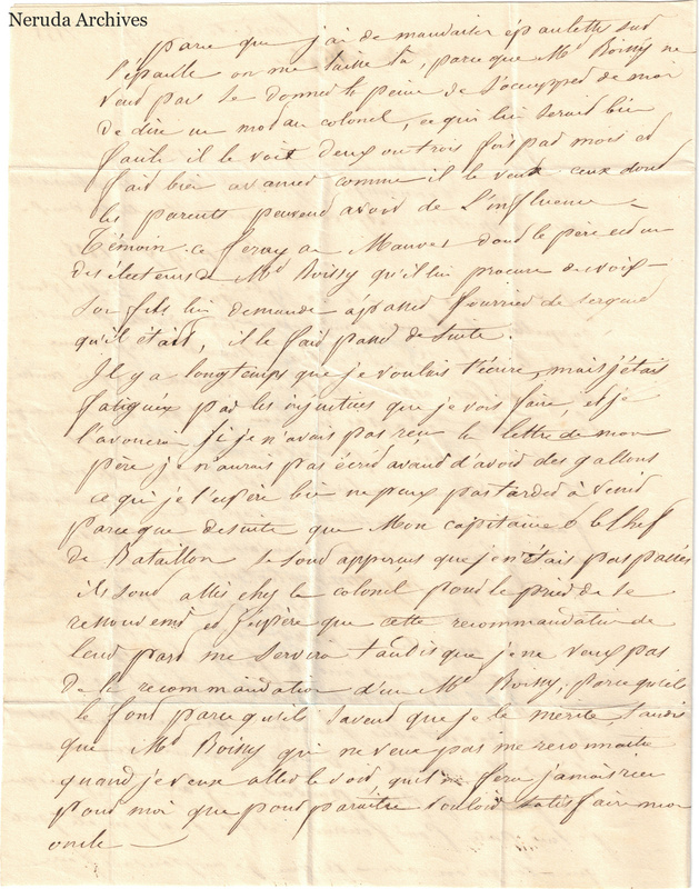 NRA-L-000601 image 3 showing a handwritten French letter page with manuscript dateline and text, visible fold lines and complete physical paper edges.
