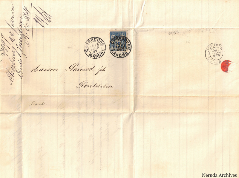 NRA-L-000630 image 2 showing the folded address panel to Pernod fils with postal evidence.