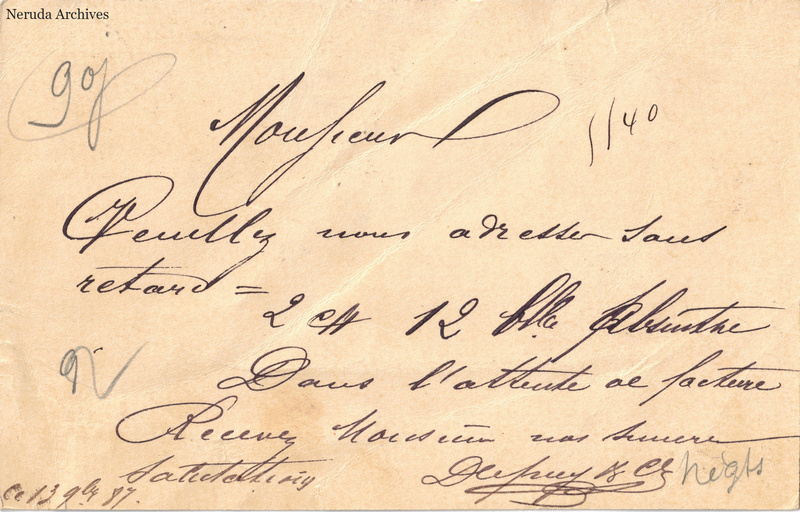 NRA-L-000300 image 2 showing the handwritten message from Dupuy & Cie to Pernod Fils, with contemporary annotations and the sender's signature or business mark.