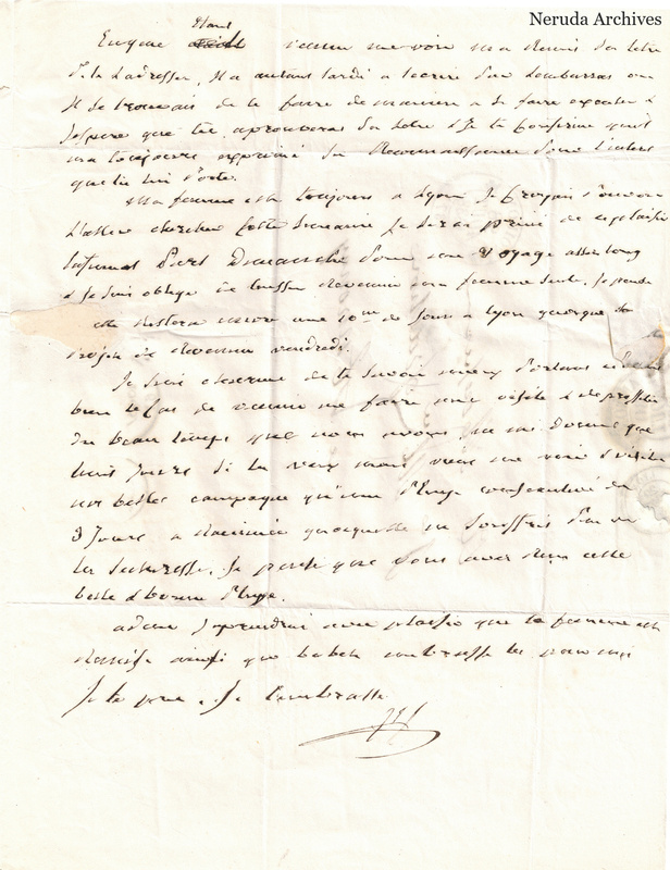 NRA-L-000494 image 4 showing a handwritten French letter continuation with closing, signature, folds and paper edges.