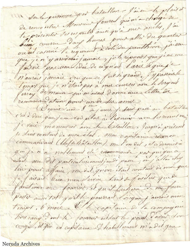 NRA-L-000560 image 3 showing a handwritten French letter page with manuscript text, annotations and visible fold lines.