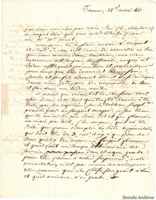 NRA-L-000591 image 2 showing a handwritten French letter page with manuscript dateline and text, visible fold lines and complete physical paper edges.