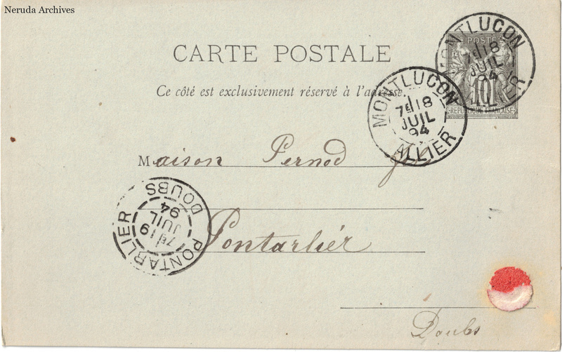 NRA-L-000365 image 1 showing the complete address side of the postcard, with the recipient address, postage, postmarks and contemporary business or filing marks.