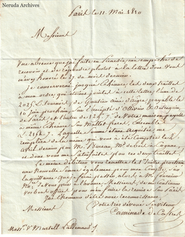 NRA-L-000437 image 2 showing page 1 of the French commercial letter on cream paper, including the closing and signature.