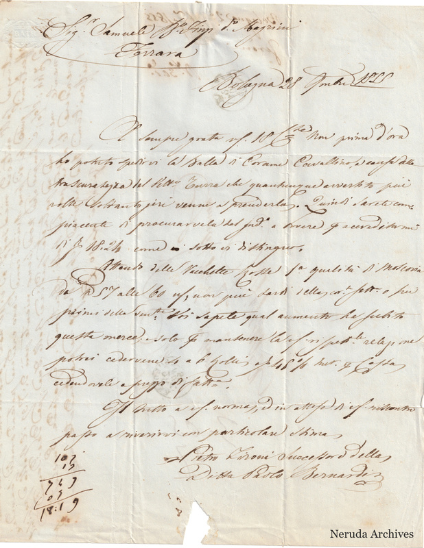 NRA-L-000708 image 2 showing the incoming business letter and contemporary calculations.
