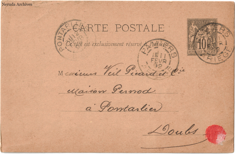 NRA-L-000245 image 1 showing the address side of a postcard sent by Soula-Oulès & F. Barthe to Veil-Picard & Cie, with contemporary postal and business marks.