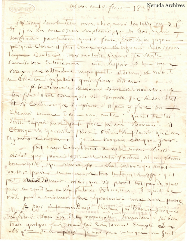 NRA-L-000611 image 2 showing a handwritten French letter page with manuscript dateline and text, visible fold lines and complete physical paper edges.