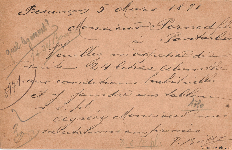 NRA-L-000314 image 2 showing the complete handwritten or printed postcard message, with contemporary annotations and the sender's signature or business mark.