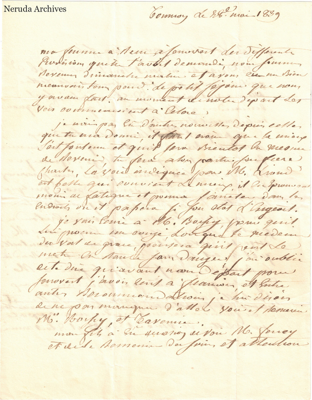 NRA-L-000583 image 2 showing a handwritten French letter page with manuscript text, annotations and visible fold lines.