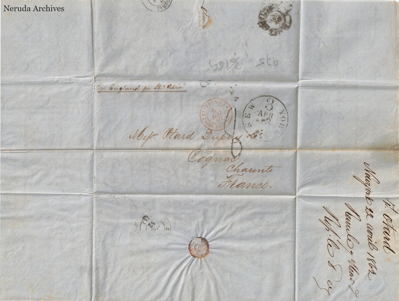 NRA-L-000473 image 1 showing the address panel to Otard Dupuy & Co in Cognac with postal evidence.