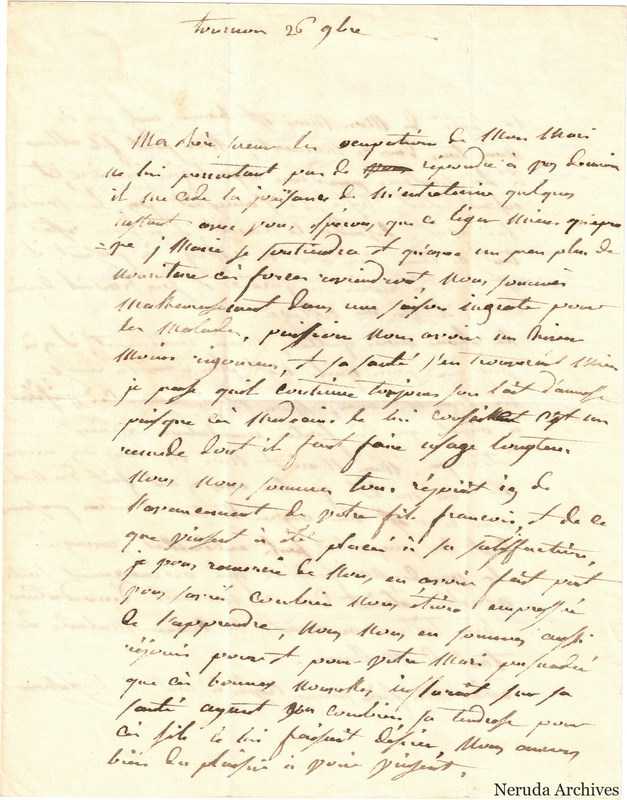 NRA-L-000597 image 2 showing a handwritten French letter page with manuscript dateline and text, visible fold lines and complete physical paper edges.