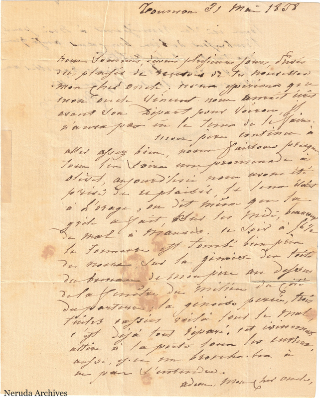 NRA-L-000530 image 2 showing a handwritten French letter page with manuscript text, annotations and visible fold lines.