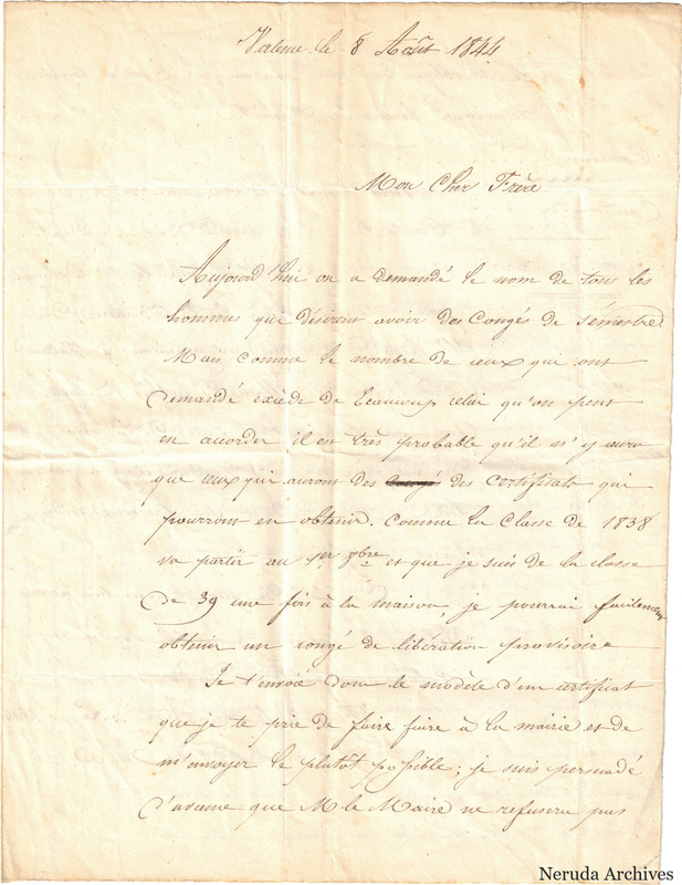 NRA-L-000538 image 2 showing a handwritten French letter page with manuscript text, annotations and visible fold lines.