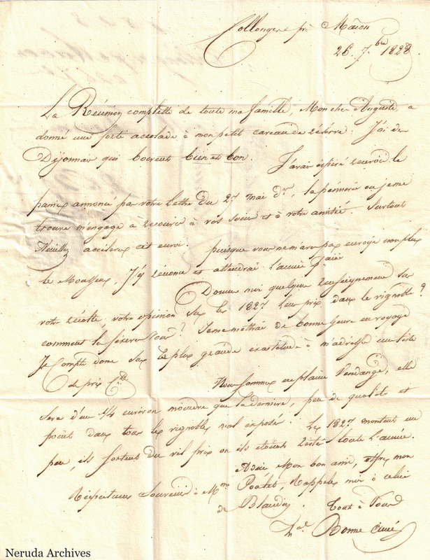 NRA-L-000068 image 2 showing a French family letter dated 26 September 1828 with its signed closing.