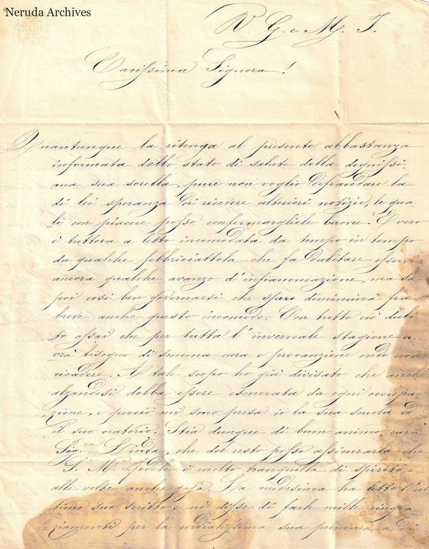 NRA-L-000640 image 2 showing Italian handwriting on manuscript page 1, folded paper, and its complete surviving edges and physical condition.