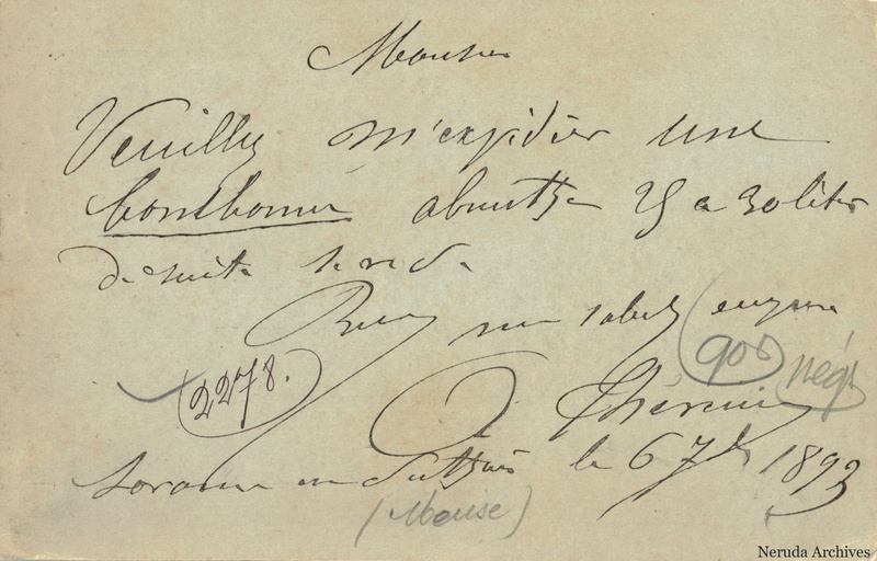 NRA-L-000322 image 2 showing the complete handwritten or printed postcard message, with contemporary annotations and the sender's signature or business mark.