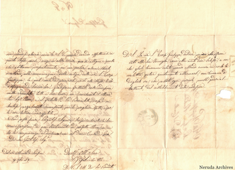 NRA-L-000638 image 3 showing Italian handwriting on manuscript page 2, folded paper, and its complete surviving edges and physical condition.