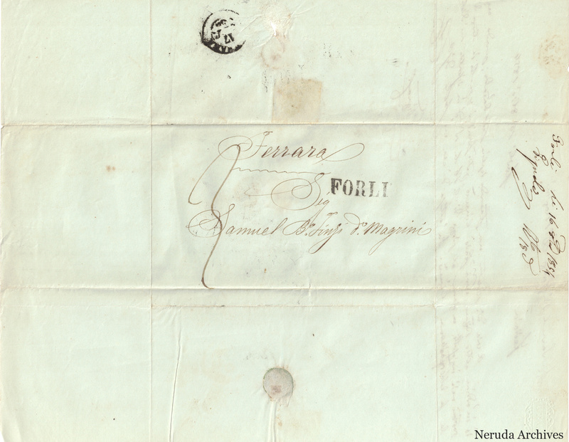 NRA-L-000733 image 1 showing folded letter opened to show the manuscript address, postal marks and filing annotations.