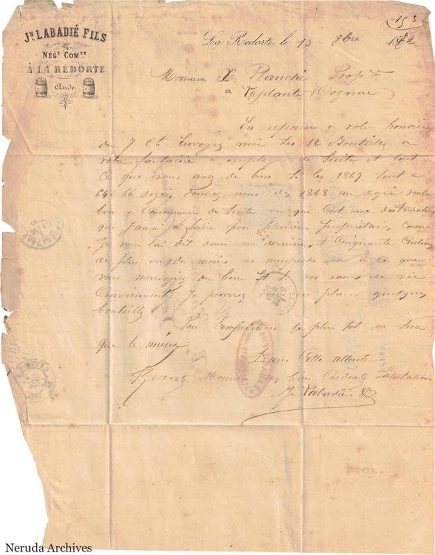 NRA-L-000451 image 2 showing page 1 of the French commercial letter on cream paper, including the closing and signature.