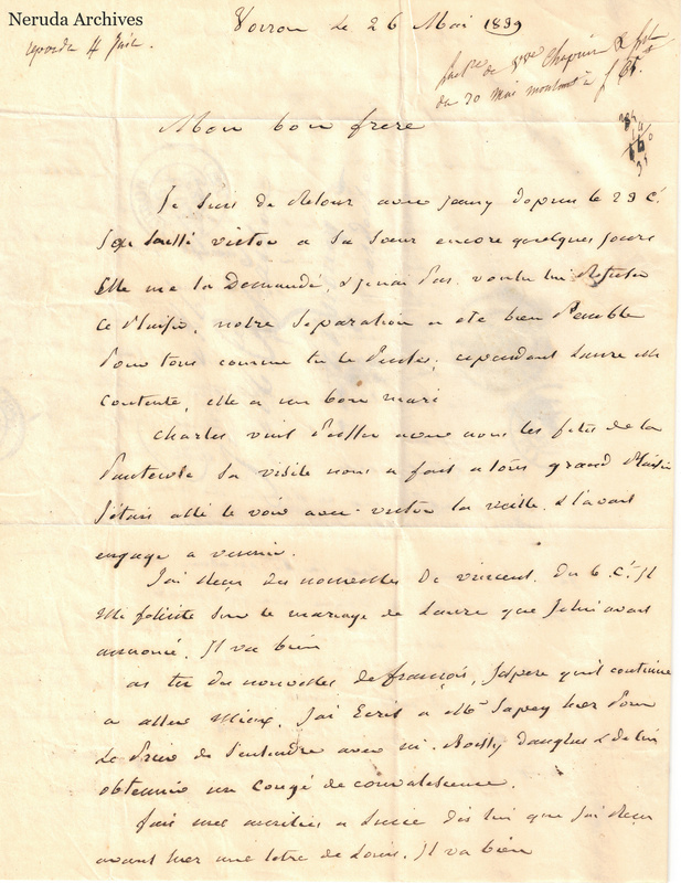 NRA-L-000505 image 2 showing a handwritten French letter page with manuscript text, annotations and visible fold lines.