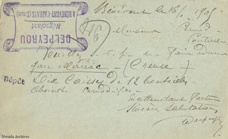 NRA-L-000382 image 2 showing the complete handwritten or printed postcard message, with contemporary annotations and the sender's signature or business mark.