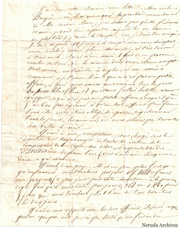 NRA-L-000603 image 3 showing a handwritten French letter page with manuscript dateline and text, visible fold lines and complete physical paper edges.