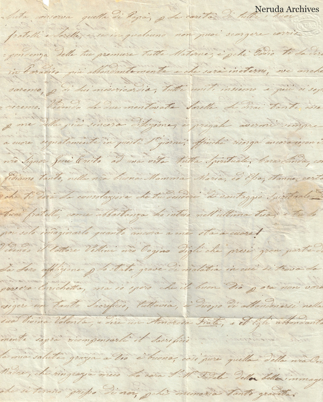 NRA-L-000637 image 3 showing Italian handwriting on manuscript page 2, folded paper, and its complete surviving edges and physical condition.