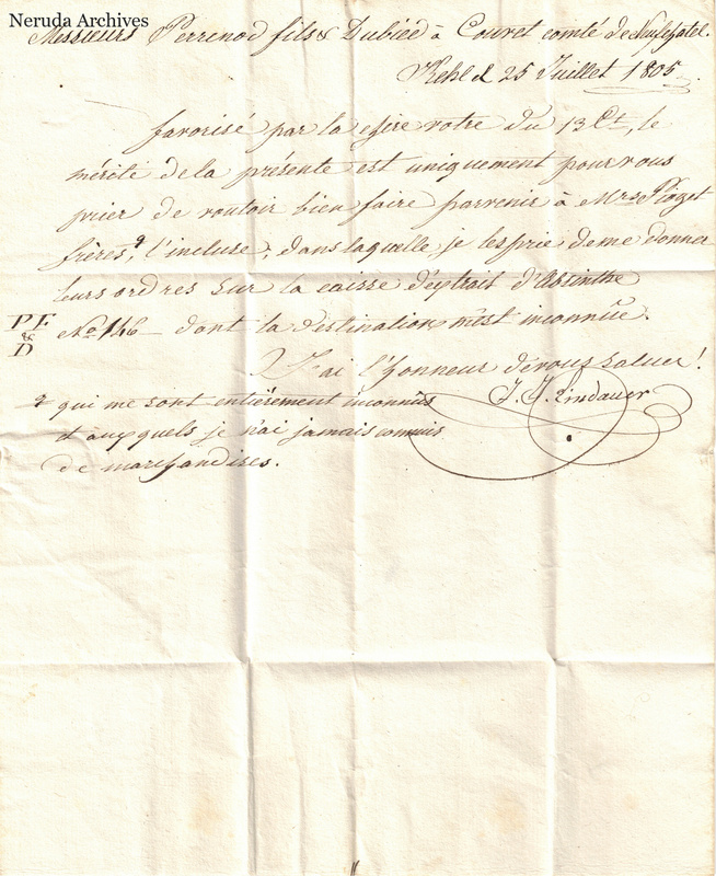 NRA-L-000083 image 2 showing a French manuscript letter with a Naples dated heading, marginal figures and an elaborate signature.