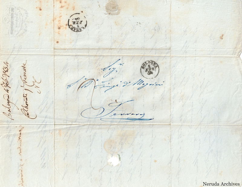 NRA-L-000765 image 1 showing the address to S. B° Finzi D° Magrini in Ferrara with postal and filing marks.